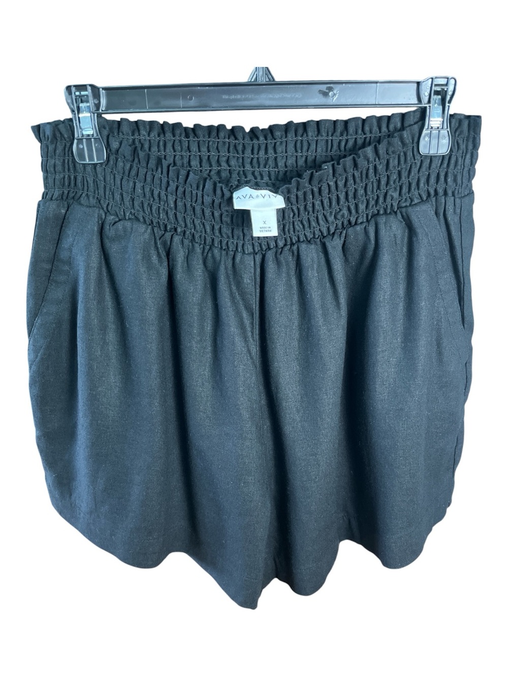 1. Ava & Viv Black Linen Blend Smocked Waist Linen Shorts Size X Like New